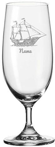 Leonardo Bierglas mit Gravur - Segelboot - Personalisiert mit Namen - Biertulpe als Geschenk - Geschenkidee für Männer - Geschenke für Papa zum Vatertag - 280 ml