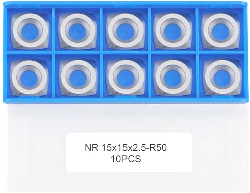 CDBP träsvarvning NA 15 x 15 x 2,5 mm med 2 tums radie fyrkantig hårdmetallskärare, negativ kratta vinkelersättningsblad för EWT Roughers träsvarvverktyg, 10 st