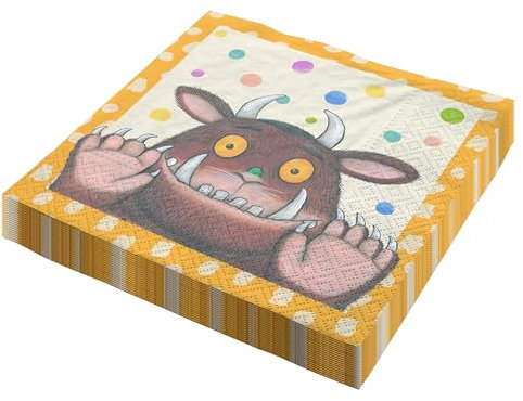 Party Factory `Der Grüffelo´ 20 Papier Servietten, 33x33cm, bunt, 3-lagig, Einwegservietten für Kindergeburtstag oder Mottoparty