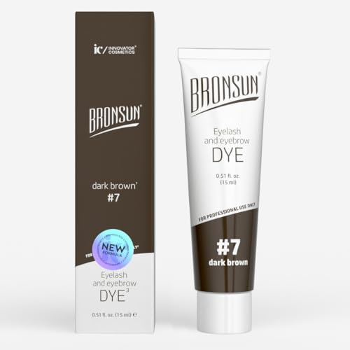 Tinte para pestañas y cejas BRONSUN® | Gel Teñido Extra Resistente | Larga Duración | Altamente Pigmentada | Fórmula Sin Amoniaco (#7 Dark Brown)