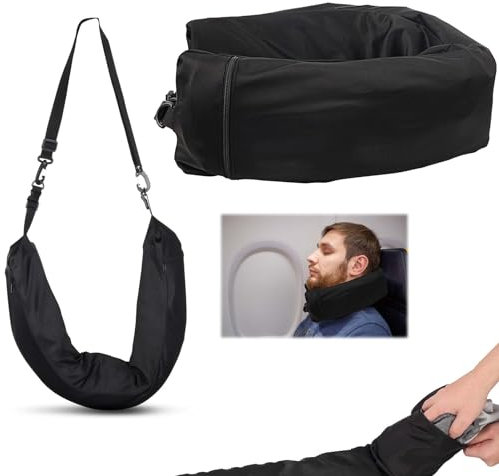 MOKIDO Reisekissen Flugzeug, Kann Biegen Nackenhörnchen, Verstellbares Kompaktes Nackenkissen Reise, befüllbar mit Kleidung zum Reisen, Schlafrestkissen für Reisen, Camping, Büro und Haus