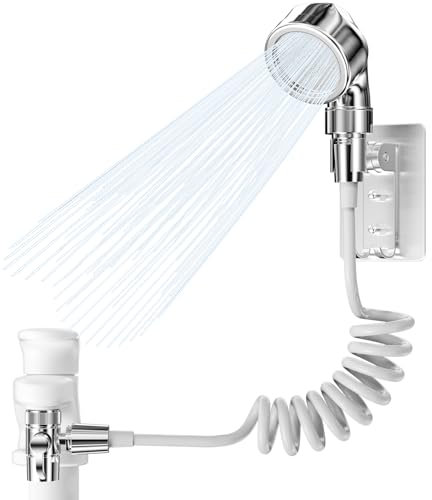 Maxentico Duschkopf Set für Waschbecken, Bidet Handbrause mit 2m Schlauch, Waschbeckenbrause zum Haarewaschen, Waschbeckendusche, Wasserhahn Verlängerung mit Duschkopfhalter und Wasserhahnspender