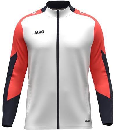 JAKO Chaqueta de poliéster unisex Dynamic, color blanco/coral/azul marino, 4XL
