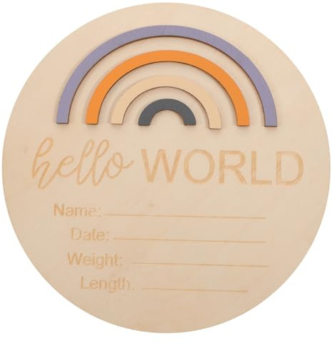 MOTHNUR Wooden Baby Cards 5 Assorted Color Milestone Signs Safe to Hands Record Memorable Moments for Baby Shower and New Parents Photo Props