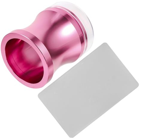 Mikikit Set Timbro per Unghie in Silicone Trasparente Rosa Testa Grande e Raschietto, Strumento Pratico e Multifunzionale per Nail Art Fai da Te Colore Casuale