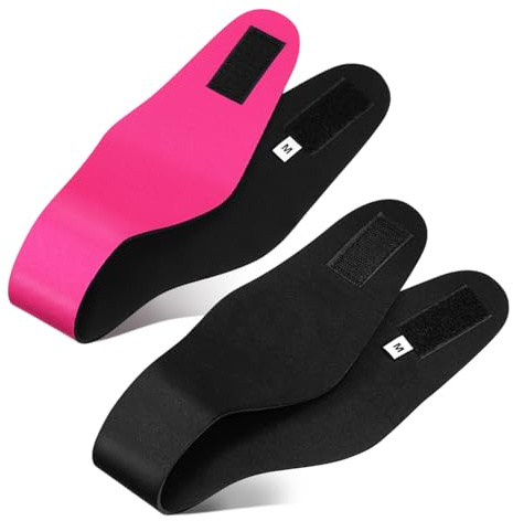 VALICLUD Fasce Protettive per Orecchie da Nuoto per Set da 2 Fasce Elastiche Sportive Medio Formato in Nero e Rosa Regolabili e Riutilizzabili per Nuoto Surf e Attività Sportive
