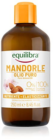 equilibra Corpo, Olio di Mandorle Puro, Olio di Mandorle Dolci, Protettivo, Nutriente ed Elasticizzante, Aiuta a Prevenire le Smagliature in Gravidanza o Durante una Dieta Ipocalorica, 250 ml