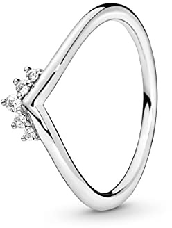 PANDORA Timeless Women's Sterling Silver Tiara Cubic Zirconia Wishbone Ring, Size 50, No Box