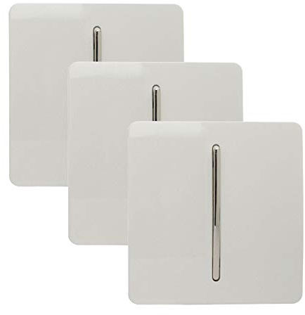 Trendi 1 Gang 2 Way 10 Amp Rocker Chrome Light Switch in Glossy White (3 Pack)
