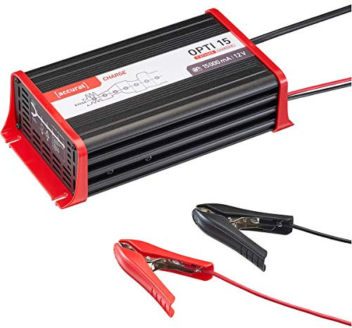 Accurat Opti 15 Batterieladegerät- 12V, 15A, 7Stufen, Ladestatusanzeige- Erhaltungsladegerät, vollautomatisches, intelligentes Autobatterie Ladegäret, Batteriepfleger für AGM,Gel,Nass, SLA-Batterien