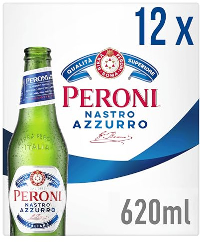 Peroni Nastro Azzurro, Premium Italian Lager, 12 x 620ml Bottles, 5% ABV