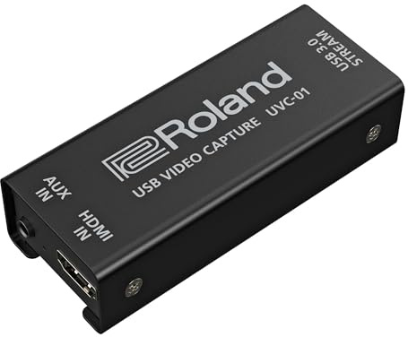 Capturadora de vídeo USB Roland UVC-01 | Grabaciones y livestreams impecables con Plug-and-Play | Codificador de vídeo de HDMI a USB 3.0 | HD 1080p sin compresión a 60 FPS