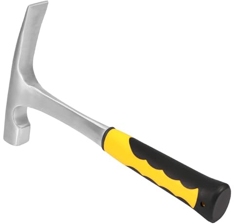 HOZEON 32 oz Brick Hammer, Flat head Rock Pick Hammer, 11.2 inch All Steel Geologist Hammers with Non-Slip Handle for Mining, Geological Prospecting