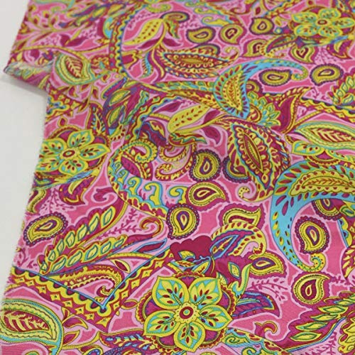 TOLKO 1m Modestoff | Dekostoff universal Stoffe zum Nähen Meterware Dekorieren | Blickdicht, knitterarm | 150cm breit Bekleidungsstoffe Dekostoffe Vorhangstoffe Basteln Patchwork (Pink Paisley)