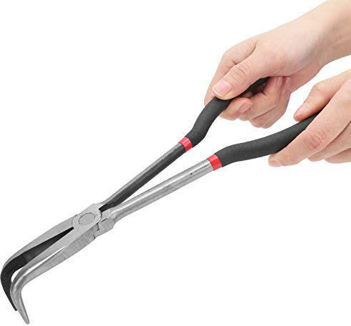 Plyisty Spitzzange mit Langer Reichweite, 11 Zoll 280 Mm 90 Grad Gebogene Spitzzange, Greift Objekte Tief, für Arbeiten in Engen Räumen Space