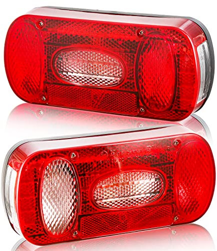 DARKGUARD Ensemble Feux Arrière Remorques 12v Homologué E4,7Fonctions 2pcs Halogènes Feu Arrière Remorque Caravane avec Éclairage Antibrouillard Recul Imperméable Etanche pour Remorque Camion