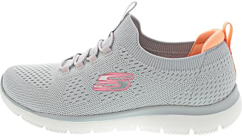 Skechers Donna Summits Top Player Scarpe da Ginnastica, Gray Knit/Pink & Coral Trim, 42 EU