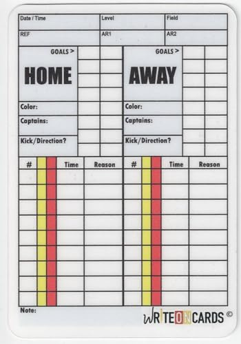 WRITEonCARDS Rewriteable Referee Cards for Soccer, Game Record Plus Card with Penalty Kicks on Back (Set of 2 Cards)