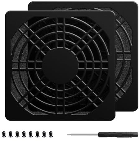 YIMATEECO PC Gehäuselüfter Staubfilter, 80mm Lüfterabdeckung PC Gehäuse Lüfter Staubfilter Mesh Netzabdeckung Kunststoff Schutzgitter Abdeckung mit Schrauben (80mm, 2Stü, Schwarz)