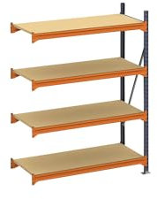 kaiserkraft | Weitspannregal | Feldlast 1600 kg | mit Spanplatte | HxBxT 2500 x 1400 x 500 mm | Anbauregal