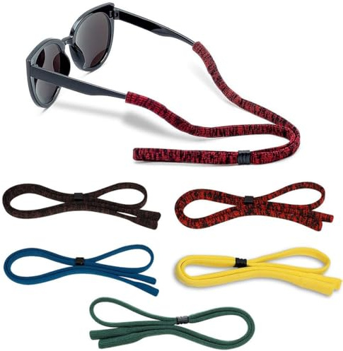 PLABBDPL - correas para gafas deportivas, 5 pcs correas ajustables para gafas, correa flotante para gafas de sol con hebilla, cordón antideslizante para gafas para mujeres, hombres y niños, A