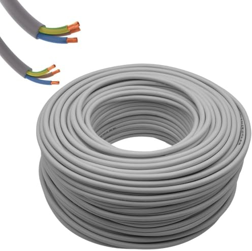 Cavo Elettrico Grigio FROR Gommato Flessibile Tutor Tripolare Antifiamma 3 Fili Multicolore per Impianti e Prolunghe (Metri 50, Sezione 3x2,5)