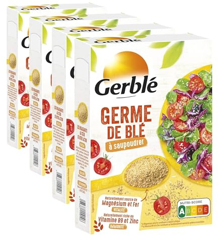 GERBLÉ – Germe de Blé à Saupoudrer – Super- Aliment Riche en Protéines - Source Naturelle de Magnésium et Fer – Riche en Vitamine B9 et Zinc – Nutri-Score A – 1 Boîte – 31 Portions – 250 g