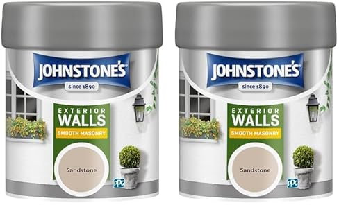 Johnstone's – Exterior Smooth Masonry Paint - Tester Pot – Sandstone – Up to 15 Years Protection – Weather & Dirt Resistant – 12m2 Coverage Per Litre - Dry in 1-2 Hours – 225 ml (Pack of 2)