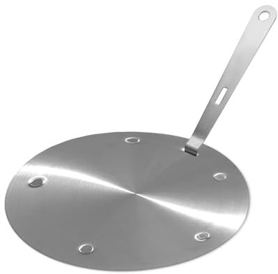 BigKing Piastra di Diffusione di Calore 24cm, Adattatore di Induzione, Disco convertitore di Piastra di Cottura a Induzione con Maniglia Rimovibile Isolante (Argento)