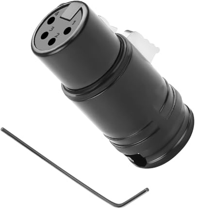 QIANRENON Kompakt 4-stifts XLR mikrofon lödning anslutning justerbar 90° vinkel xlr-4-stifts uttag tunn kabel adapter förgylld xlR-4 ljuduttag, för gör-det-själv reparation 4-poler, med 0,9 mm nyckel