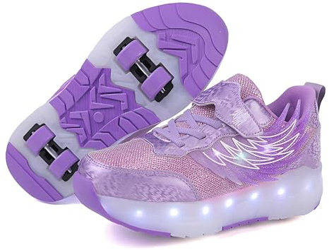 ENEN Chaussure Roller Fille, Mode Basket Roller pour Enfan Chaussure a Roulette Garcon Fille Garçons Roues Basket a Roulette Adolescents pour Extérieur, 30-40 EU