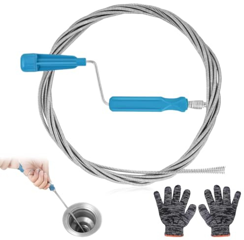 Cable Desatascador Tuberias 6 mm X 3 m, Muelle Guia Alambre Desatascador Tuberias con Espiral de Limpieza, Herramientas para Limpieza, Profesional Cable Muelle Fregadero, para Limpiar Inodoros