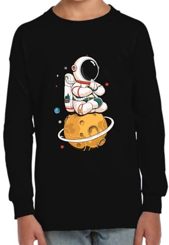 the Fan Tee Camiseta Manga Larga de NIÑOS NIÑAS Espacio Galaxia Planetas Astronauta Estrellas Sol Meditar 045 11-12 Años
