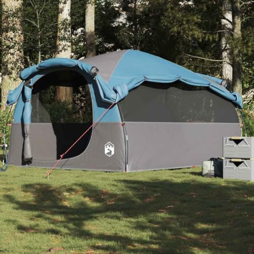 Tenda gonfiabile per campeggio, tenda familiare a tunnel per 6 persone, blu impermeabile, per campeggio, spiaggia e attività all'aperto