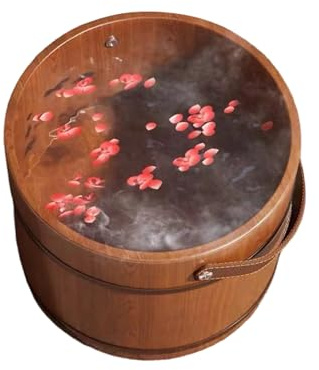 Cubo para pediluvio- Lavabo para pediluviode madera de 25 x 31 cm, bañera con rodillo de masaje, spa relajante y cuidado de los piesen el hogar | Baño de piespara hombres Adolescentes Madre Papá A