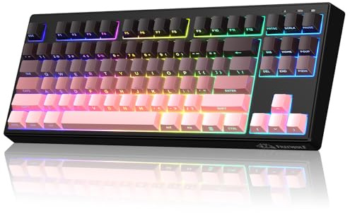 FREEWOLF M87V2 Trådlöst Tangentbord, Tri-Mode BT/2.4G/Kabel, Tyst & Smidigt, 4000 mAh, Sidotryckta Tangenter, QWERTY US-layout, Anti-Ghosting, 16M RGB Gamingtangentbord för Mac/Windows (Björnbär)