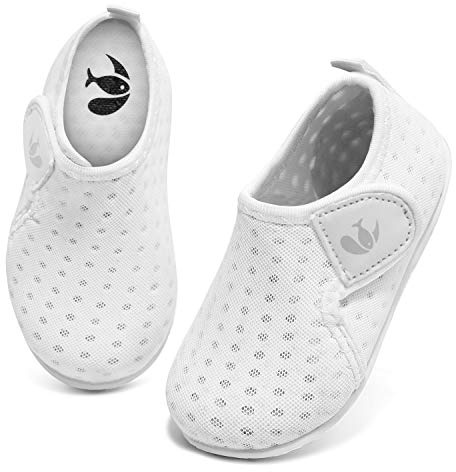 JOINFREE Water Shoes for Baby Boys Girls Toddler Summer Slippers Breathable Comfort Barefoot Quick-Dry Aqua Sock Shoes for Beach, Pool & Swimming White HL 18-24 Months