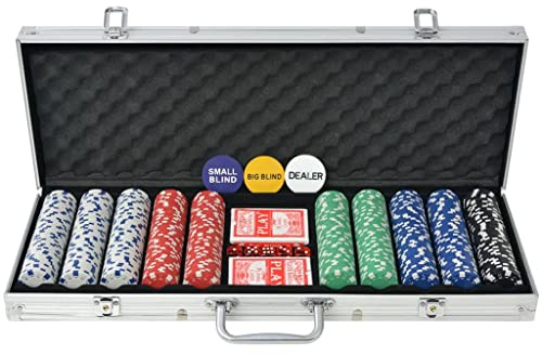 LoogCape Set de poker avec 500 jetons en aluminium pour Texas Holdem, Blackjack, roulette, jeux de société, tournois et soirées de fête au design de qualité supérieure