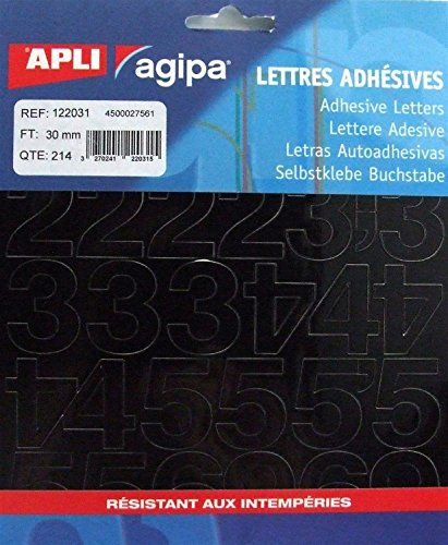 Apli 122031 214 Chiffres et Symboles Adhésives, 30 x 22mm, Noir