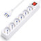 Aigostar Multipresa Ciabatta Elettrica a 6 Posti Prese Italiane 10/16A Schuko, Cavo 5 Metri, 250v/2500W. Color Bianco