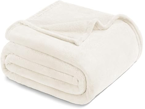 Exclusivo Mezcla Soft Fleece King Size Blanket for Bed, Ivory