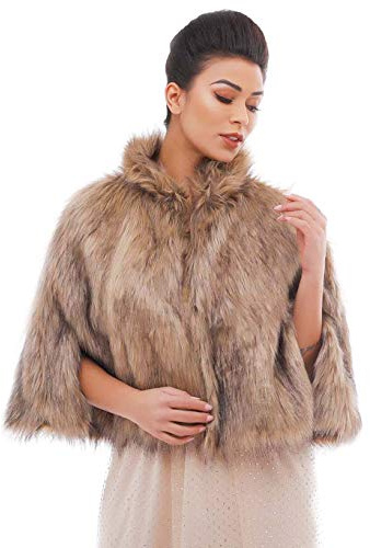 Ushiny - Chal de piel sintética para bodas invernales, estola y bufanda de pelo para mujeres y niñas