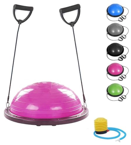 FMYBB70R Fitness Balance Ball (Ø 60 cm) | Palla in ABS e PVC | Gymball Training Board Semisfera Cupola | Aumenta Equilibrio Resistenza Forza e Allena il Core (Rosa)