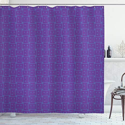 ABAKUHAUS Astratto Tenda da Doccia, Cassette Vecchio, Tessuto Set di Decorazioni per Il Bagno con Ganci, per la Vasca da Bagno, 175 cm x 220 cm, Ceil Blue Violet