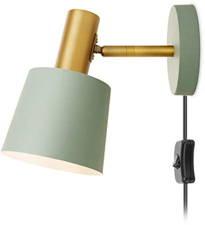 Modern Metall Wandleuchte mit Schalter Verstellbar Innen Wandlampe Wand-Leselampen Schlafzimmer Nachttischlampe, E27 industrielle Wandspot, mit 1,5 m Kabel und Stecker, für Wohnzimmer Flur Esszimmer