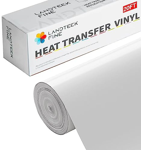 White Heat Transfer Vinyl Roll - 12ich x 20Feet Iron on Vinyl for T-Shirt Clothing and Other