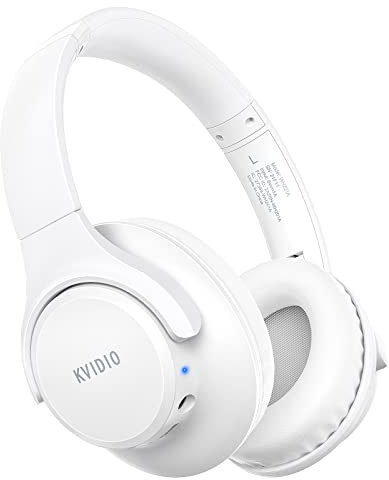 KVIDIO Auriculares Inalambricos Bluetooth, 65 Horas de Reproducción Auriculares Bluetooth, Cascos Ligeros Plegables con Micrófono, Graves Profundos