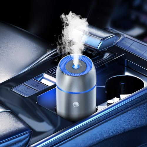Mcbazel Essential Oil Diffuser for Car, Diffuser for Essential Oils Air Freshener Aromatherapy Diffuser 100ml with 7 Color Lights&Auto-Off Function,USB Portable-Dark Gray
