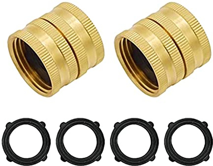 MONOJLY Solid Brass Garden Hose Fitting Connector Adapter Heavy-duty Brass Repairing Female-to-female Double Female Faucet