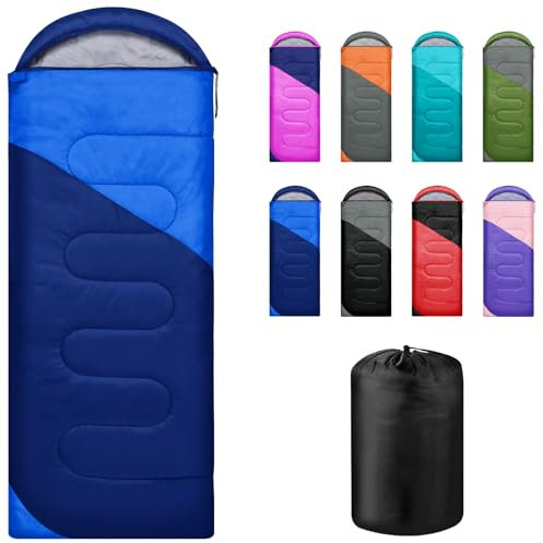 Yarmiene Schlafsack 3-4 Jahreszeiten,Schlafsack Outdoor für Erwachsene und Kinder,Schlafsäcke für Tragbare Rechteckige Weich Dick und Warm für Outdoor,Camping,Wandern,Reise,Grün+Blau